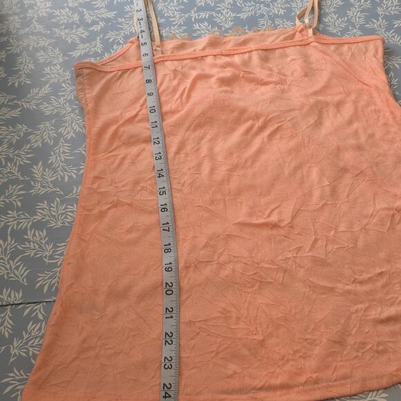 Juniors Sz L Orange Lace Textured Y2K 90s Fairy Beachy Maurices Tank Top - Picture 7 of 11